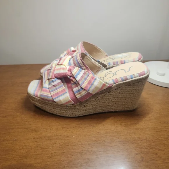 Sugar Harlem espadrille Pastel Colorful Striped Coquette Size 8.5 - Picture 6 of 7